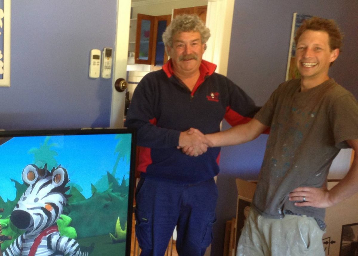 Leigh Jims Antennas Dromana with winners of the plasma screen competition