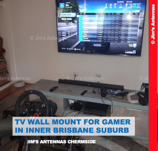 TV WALL MOUNT FOR GAMER IN INNER BRISBANE SUBURB