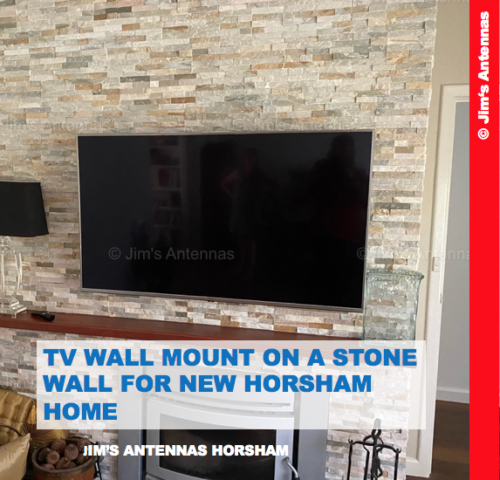 TV Wall Mount On a Stone Wall For New Horsham Home