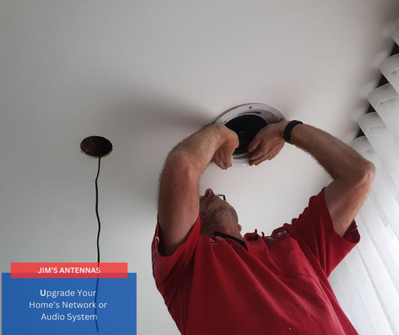 Seamless Network and Home Audio Wiring in a Double-Story House by Jim’s Antennas.